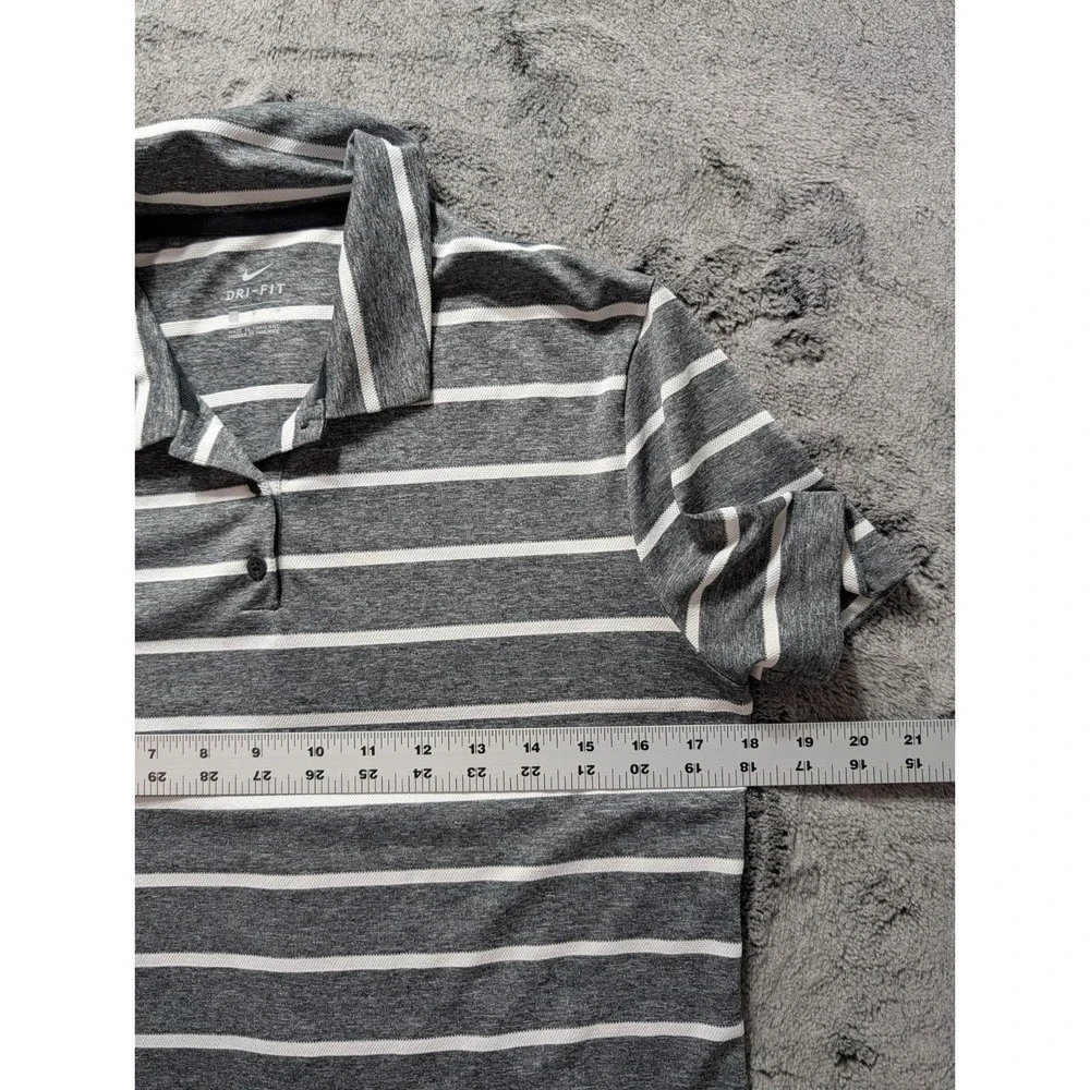 Nike Dri Fit Short Sleeve Polo Shirt Women's Size Medium Gray/White